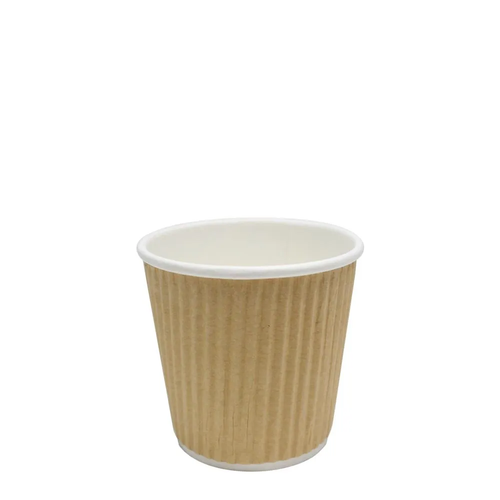 Disposable Coffee Cups - 4oz Ripple Paper Hot Cups - Kraft 62mm) - 500 ct