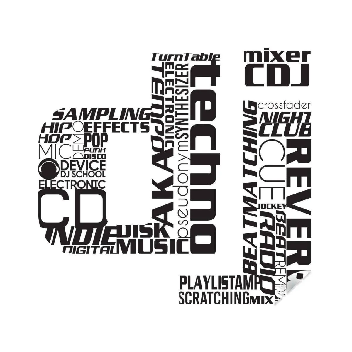 DJ Music Wall Decal - Soundwave Design Vinyl Wall Decal for Music Fans and DJs