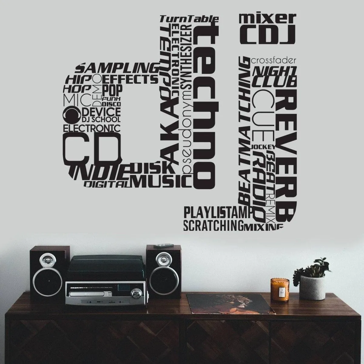 DJ Music Wall Decal - Soundwave Design Vinyl Wall Decal for Music Fans and DJs