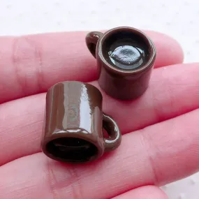 Dollhouse Hot Chocolate Cabochons (2pcs / 16mm x 13mm / Brown) Kawaii Miniature Cup Charms Whimsical Sweets Jewellery Cute Decoden FCAB393