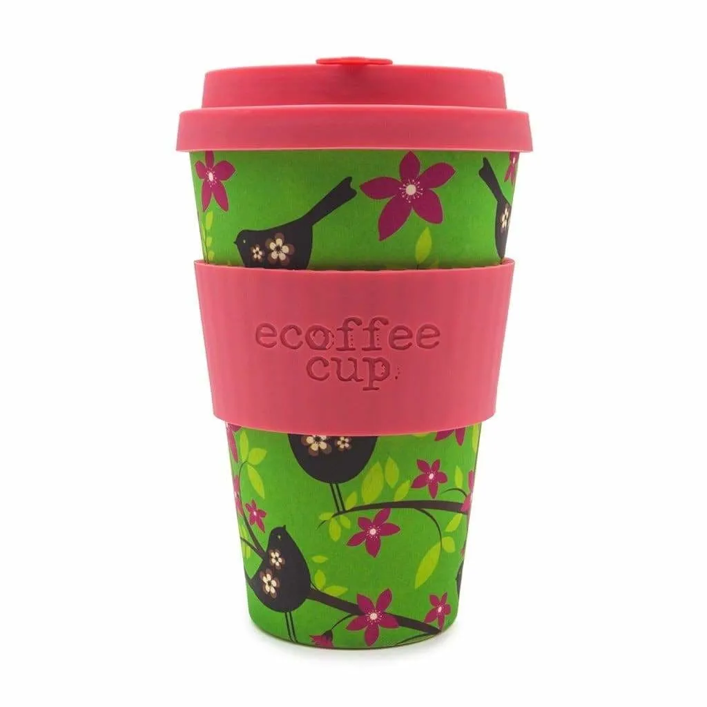 Ecoffee Cup Widdlebirdy with Pink Lid 14oz