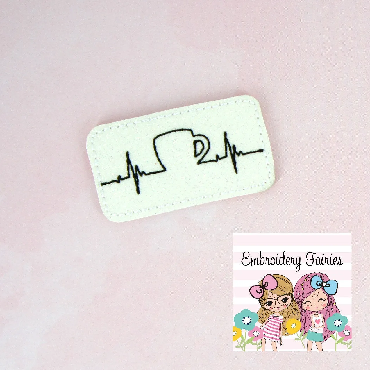 EKG Coffee Feltie File - Coffee Feltie - Coffee Embroidery File - EKG Feltie - Machine Embroidery Design -  Embroidery Pattern