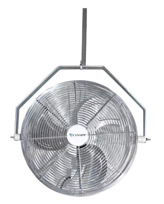 Fan - Canarm Horizontal Air Flow 14" or 18" Greenhouse Zinc Dipped with Hanging Bracket HAF14-ZO / HAF18-ZO / HAF24-ZO