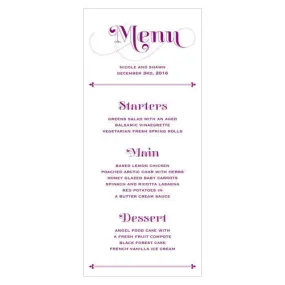 Fanciful Monogram Menu Lavender