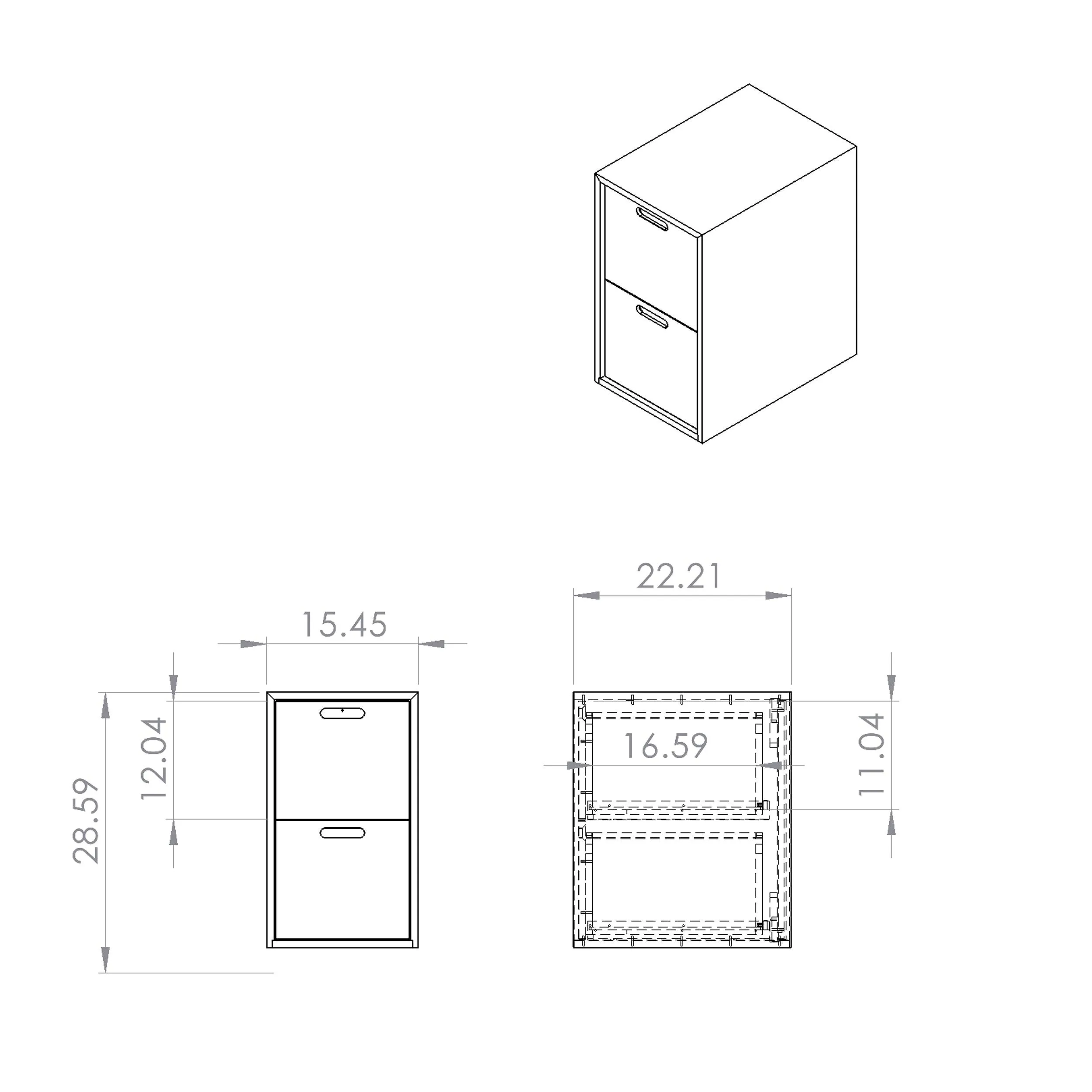 FILE // Modern Solid Wood File Cabinet Storage with Wheels for the Evolve Desk