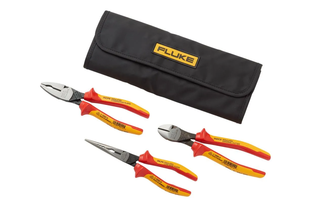 Fluke IKPL3 Insulated 3 Unit Pliers Kit, 1000V with Roll-up Tool Pouch