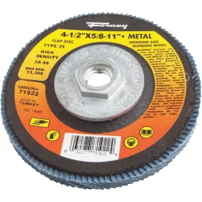 Forney 4-1/2 In. x 5/8 In.-11 80-Grit Type 29 High Density Blue Zirconia Angle Grinder Flap Disc