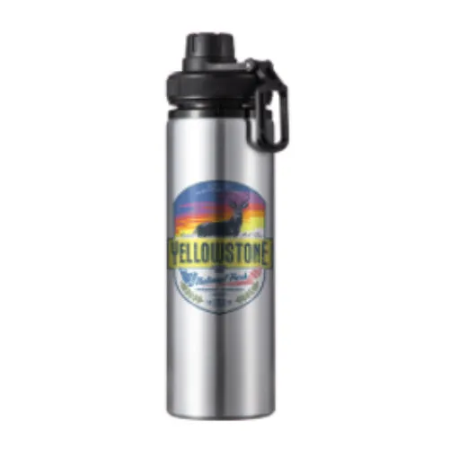 FULL CARTON - 50 x PROVENTURER Water Bottles - 850ml Flip Bottle - SILVER/BLACK