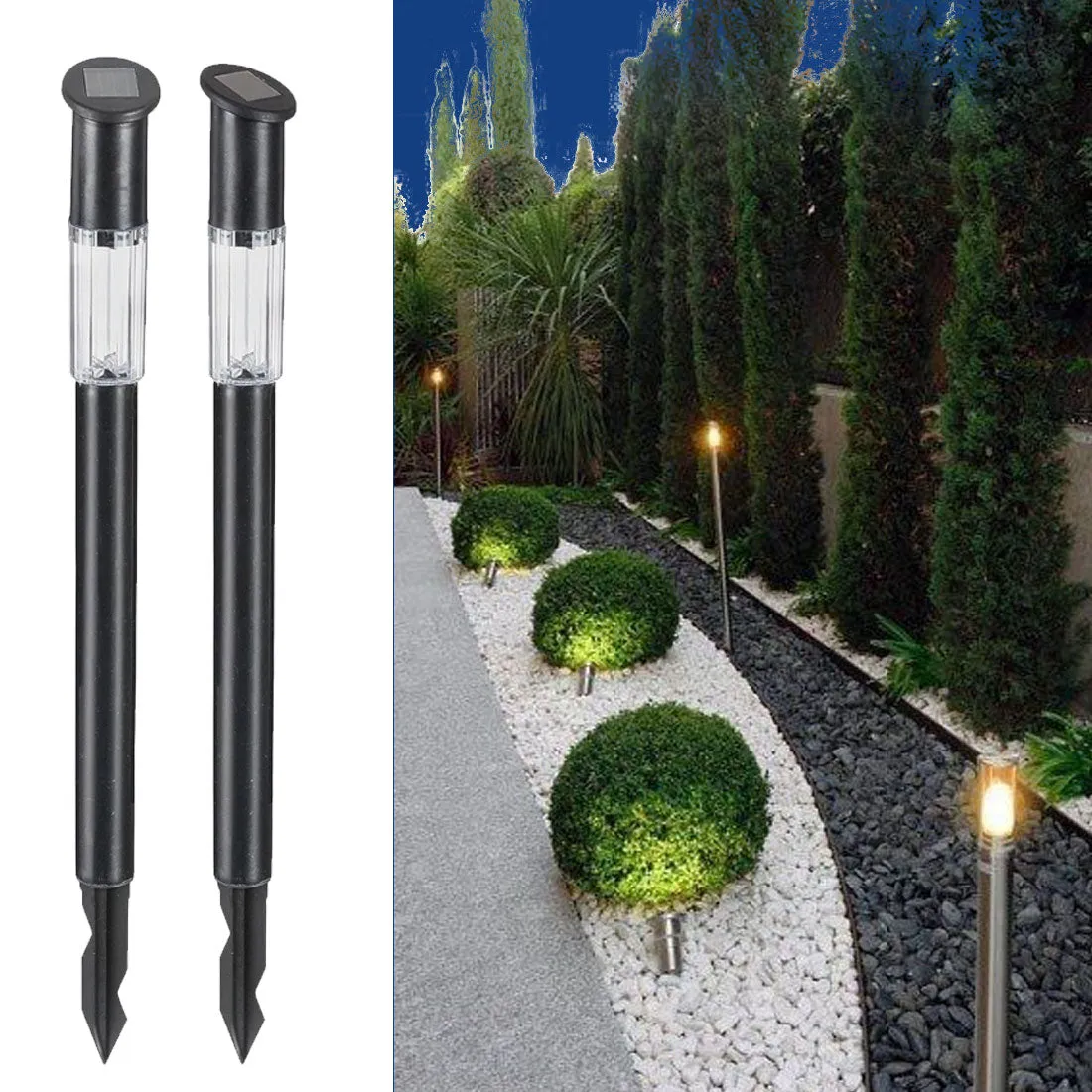 Garden Solar Outdoor LED Garden Lights - Black - (2)