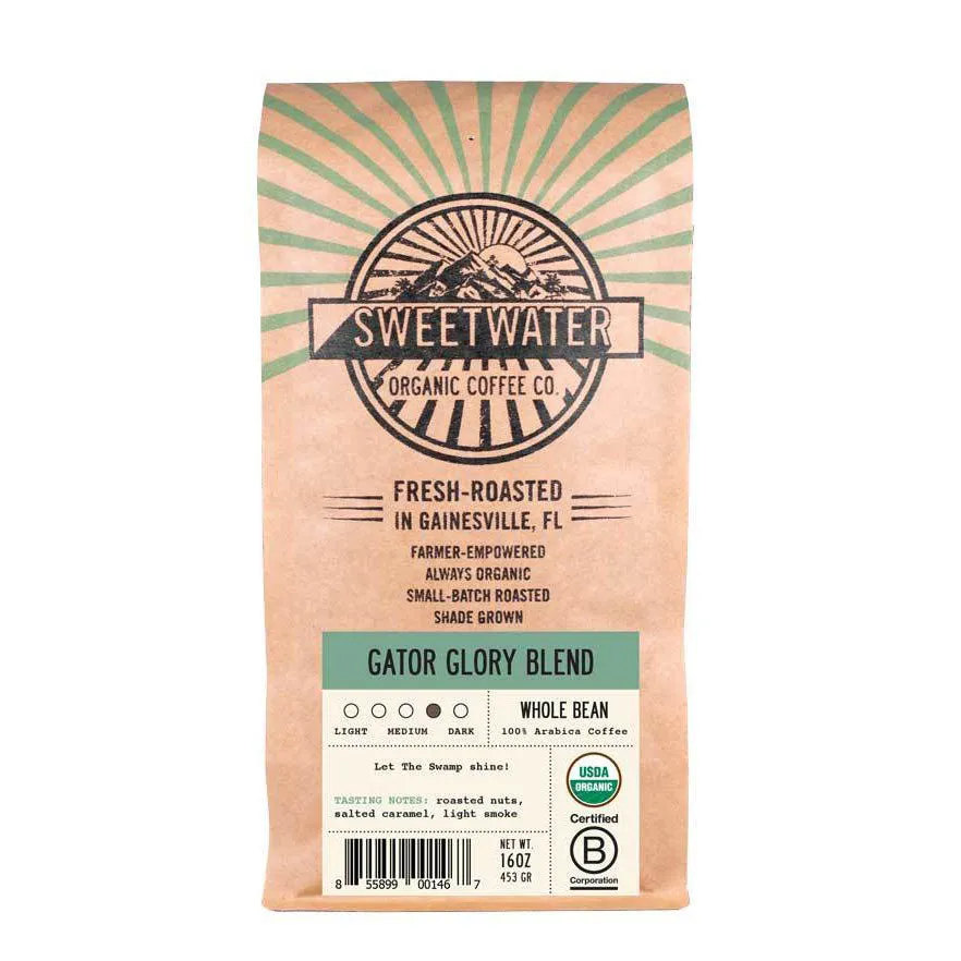 Gator Glory Organic Coffee 12oz Beans Sweetwater Coffee