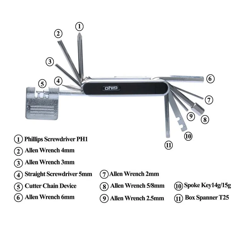 GIYO 13 In 1 Bicycle Repair Combination Tool Multifunctional Mountain Bike Bicycle Repair Tool