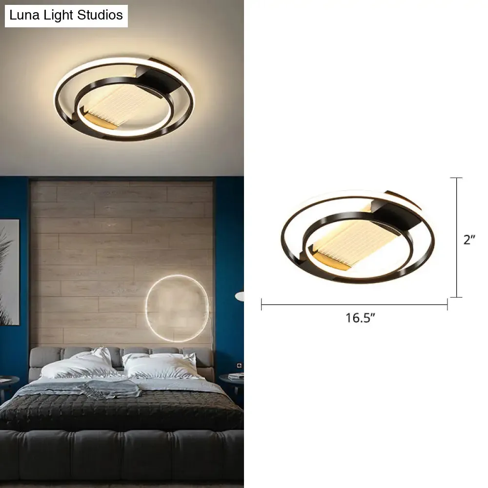 Halo LED Flush Ceiling Light in Black - Sleek Metallic Design, Perfect for Bedrooms