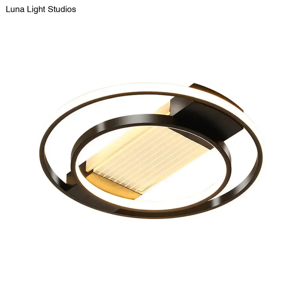 Halo LED Flush Ceiling Light in Black - Sleek Metallic Design, Perfect for Bedrooms