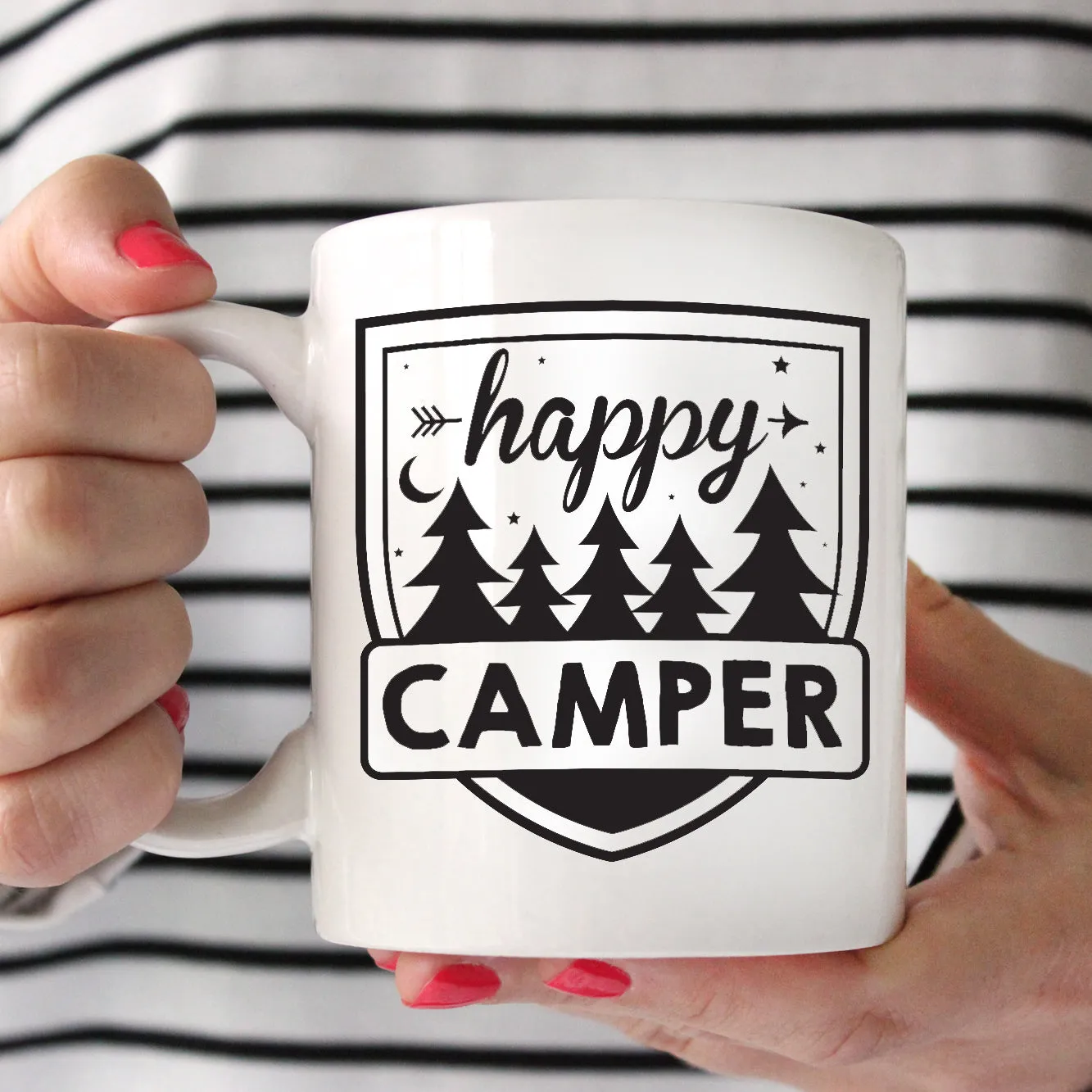 Happy Camper Template | SVG file | Use for t-shirts, mugs & tote bags