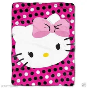 Hello Kitty Dotted Bow 46" X 60" Plush Throw Fleece Blanket