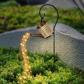 Hollow Wrought Iron Star Shower Lamp Solar Watering Can Fairy Light Garden Decoration Shower& Light Lawn Courtyard Decorations