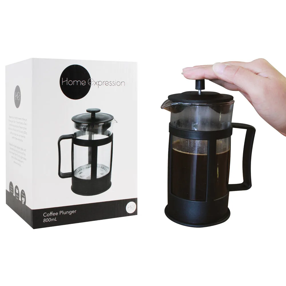 Home Expression 800ml Glass Coffee Plunger (Black)