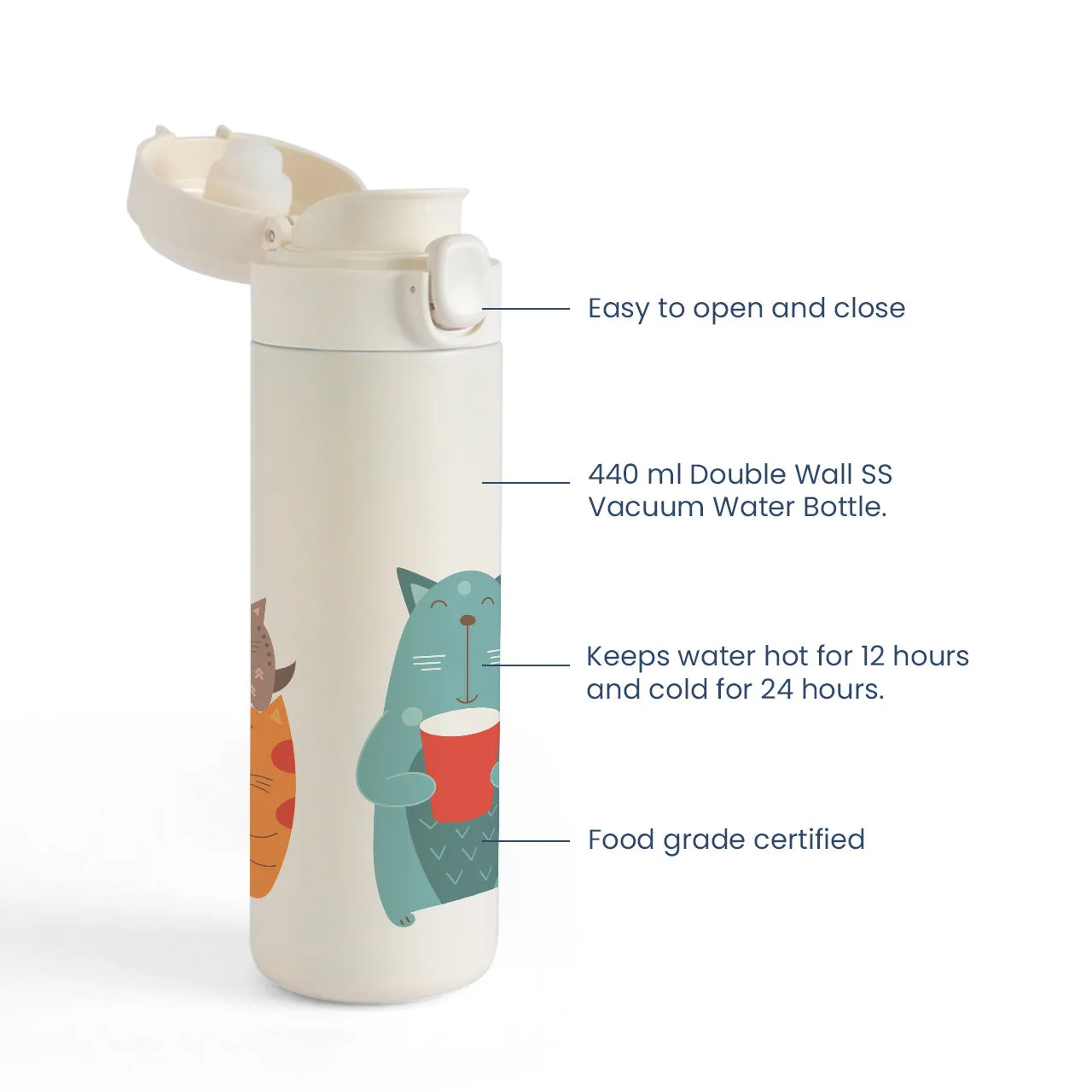 Insulated Water Bottle For Kids - Kitty Cat