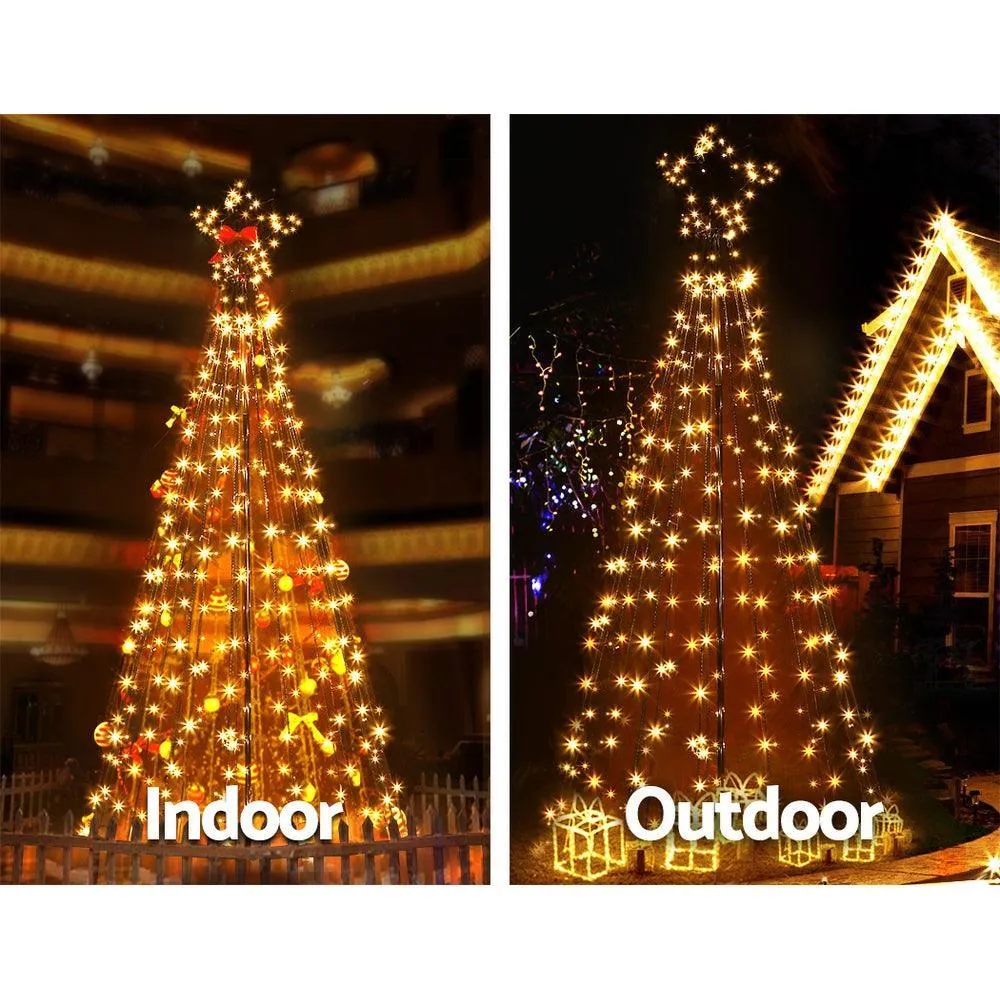 Jingle Jollys 2.1M Christmas Tree LED Lights Solar-powered Xmas Fibre Optic Warm White