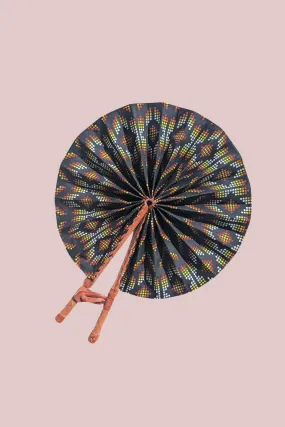 Koko Black African Print Folding Fan