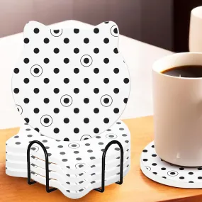 Kuber Industries 36 Pcs Anti-Skid Tea Coaster with Holder - Water Absorbing Round Coffee Cup & Water Glass Cover Top Lid - Black & White