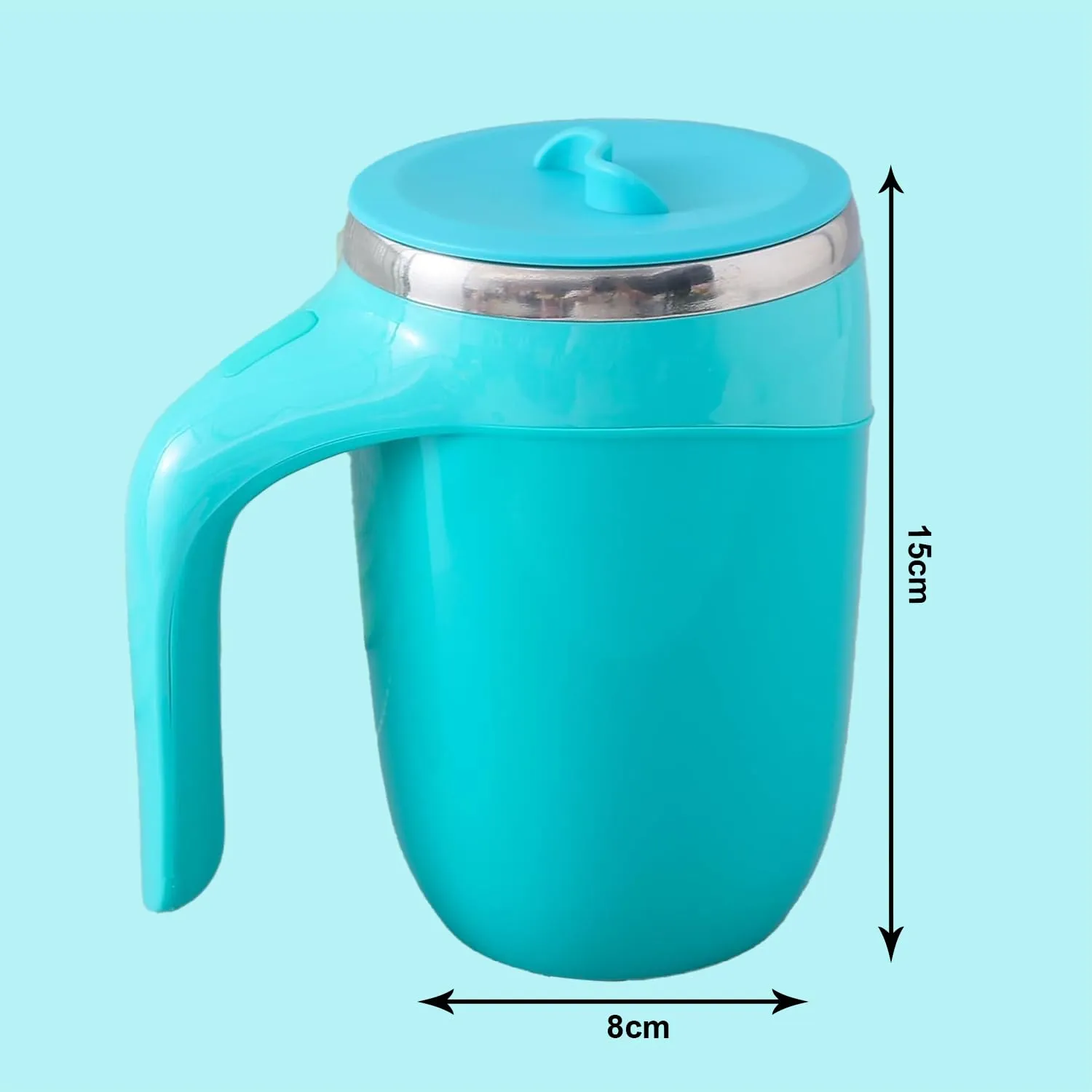 Kuber Industries Pack of 5 Anti-Fall Insulated Coffee Mug with Suction Bottom | Leak-Proof Stainless Steel Tumbler | Coffee Mug with Lid and Handle | 500 ML | Blue