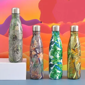 Leaf Print Steel Water Bottle.(500mL)