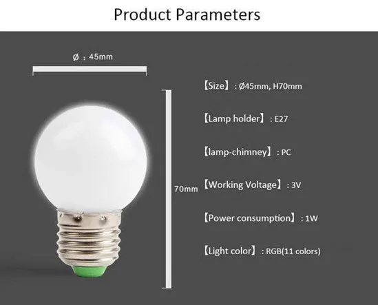 LED G45 Solar String Light Xmax Holiday Christmas #6974