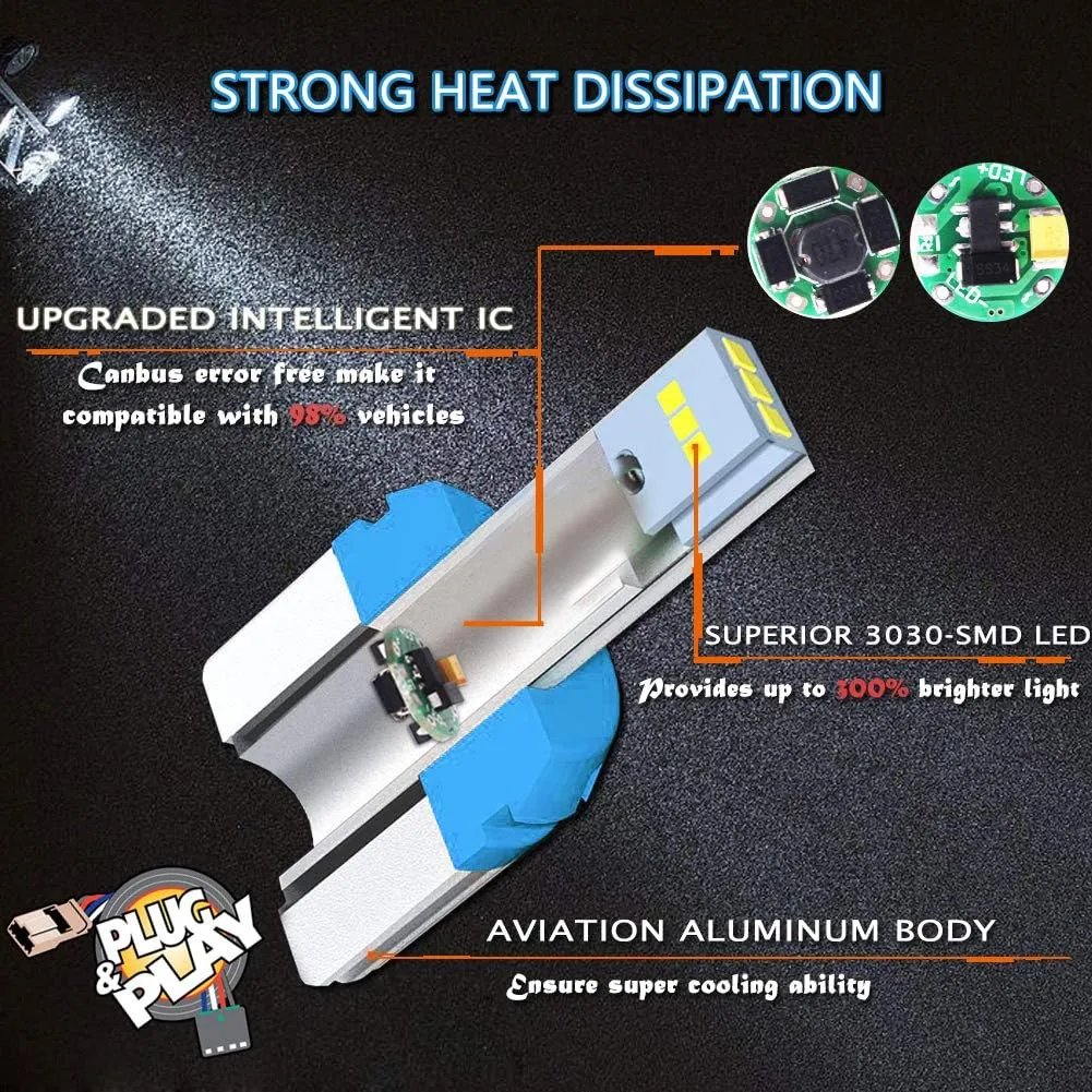 LED Reverse Canbus T15 902 904 906 921 W16W & 1156 BA15S P21W 1200LM