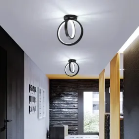 Metallic Minimalist LED Ceiling Flush Light - Circle Foyer Semi Flush Mount Lighting