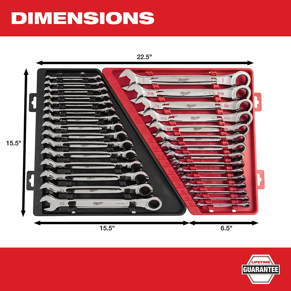 Milwaukee SAE Ratcheting Combination Wrench Set 15Pc