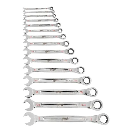 Milwaukee SAE Ratcheting Combination Wrench Set 15Pc