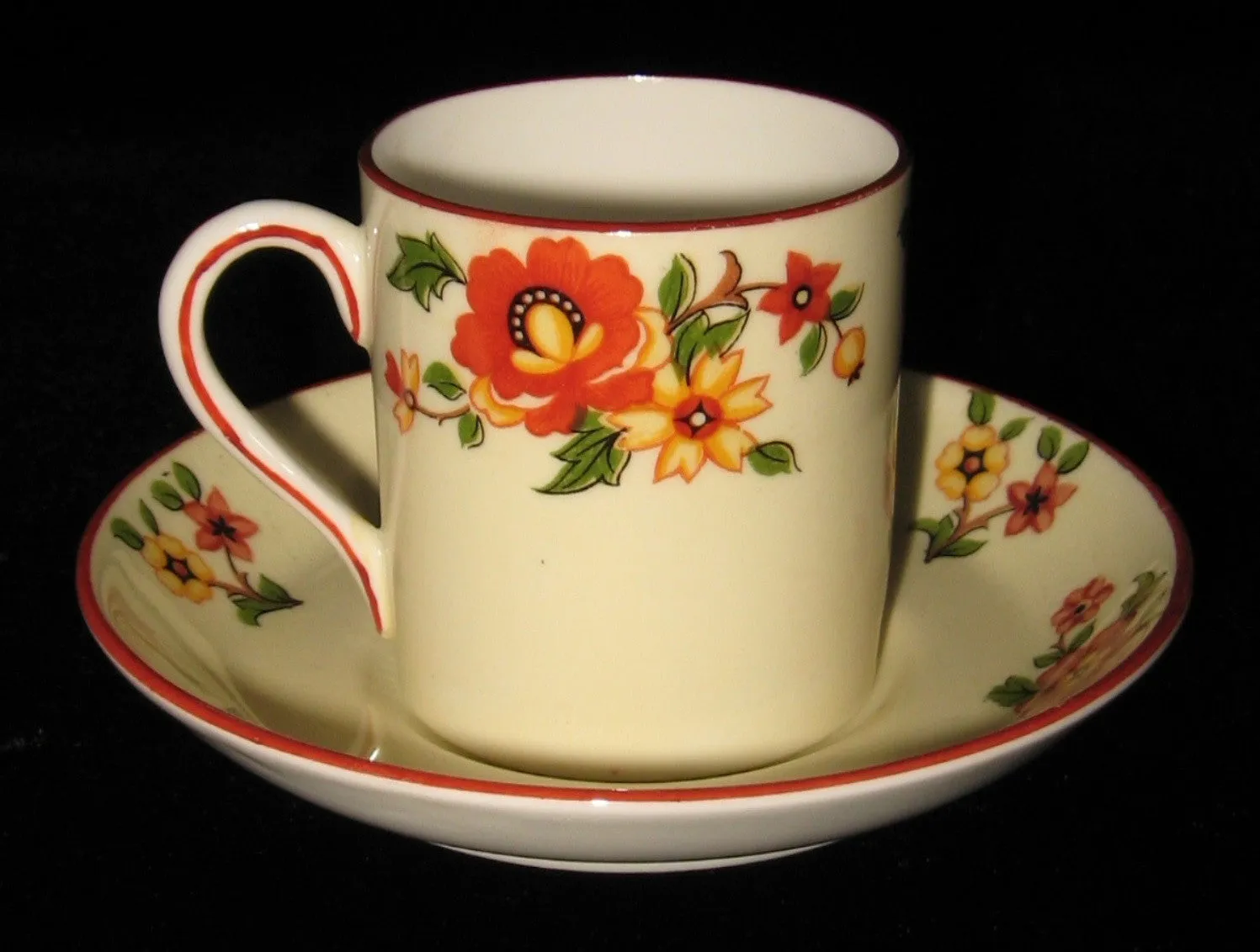 Mocha Cup And Saucer English Bone China Espresso Yellow 1950s