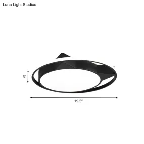 Modern Black Acrylic Cat LED Flush Mount Ceiling Light with Choice of White or Warm Lighting