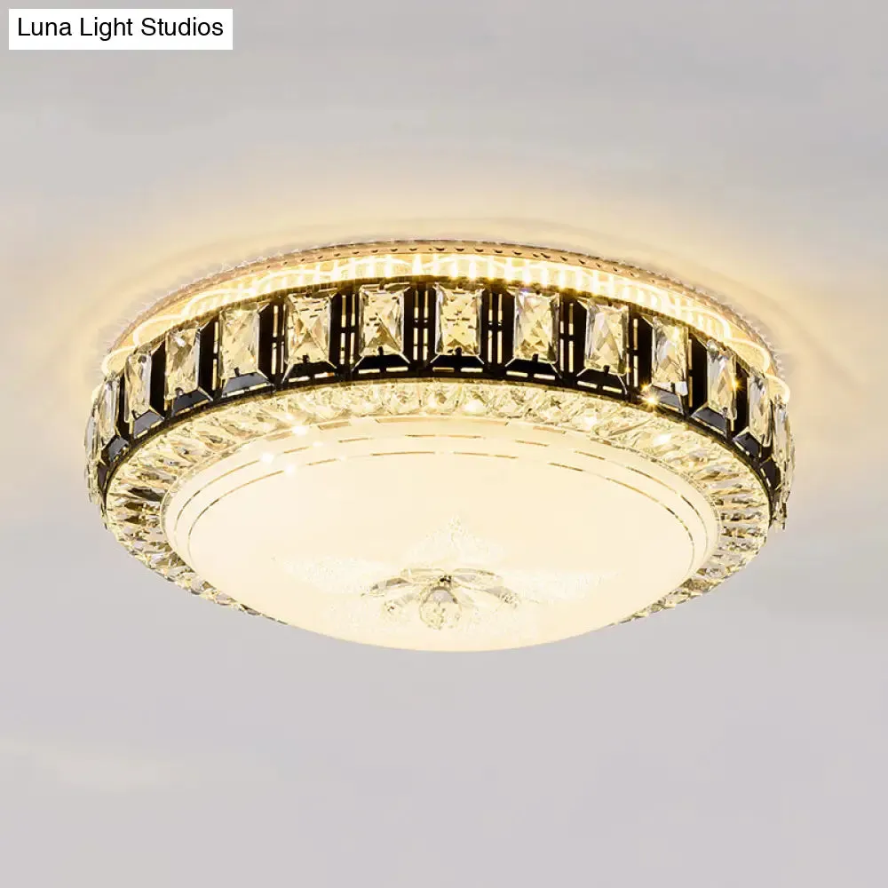 Modern Crystal Dome LED Flush Mount Lamp: Stylish Ceiling Lighting for Bedroom