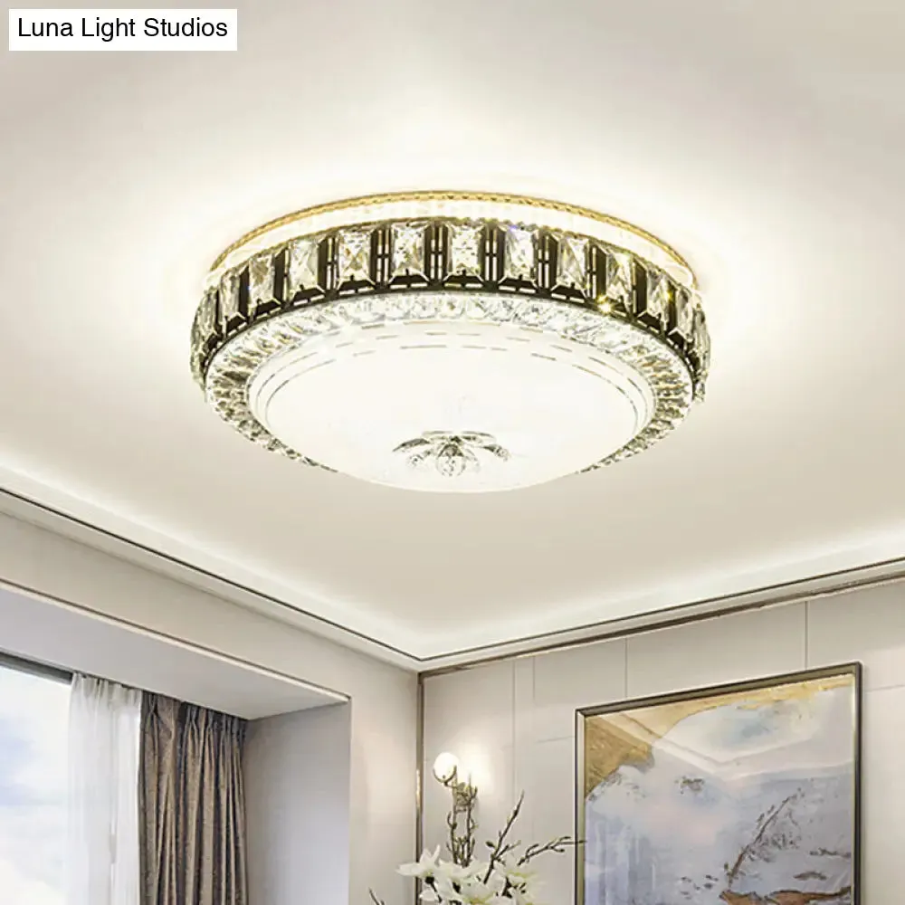 Modern Crystal Dome LED Flush Mount Lamp: Stylish Ceiling Lighting for Bedroom