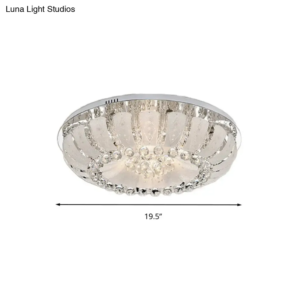 Modern Dome Crystal Ball Flush Light - 19.5"/23.5" Wide LED Ceiling Lamp