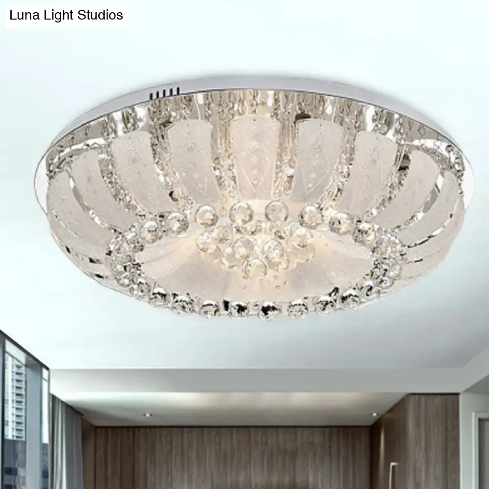 Modern Dome Crystal Ball Flush Light - 19.5"/23.5" Wide LED Ceiling Lamp