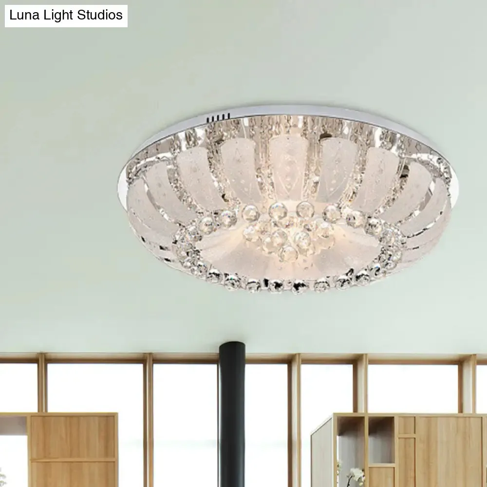 Modern Dome Crystal Ball Flush Light - 19.5"/23.5" Wide LED Ceiling Lamp