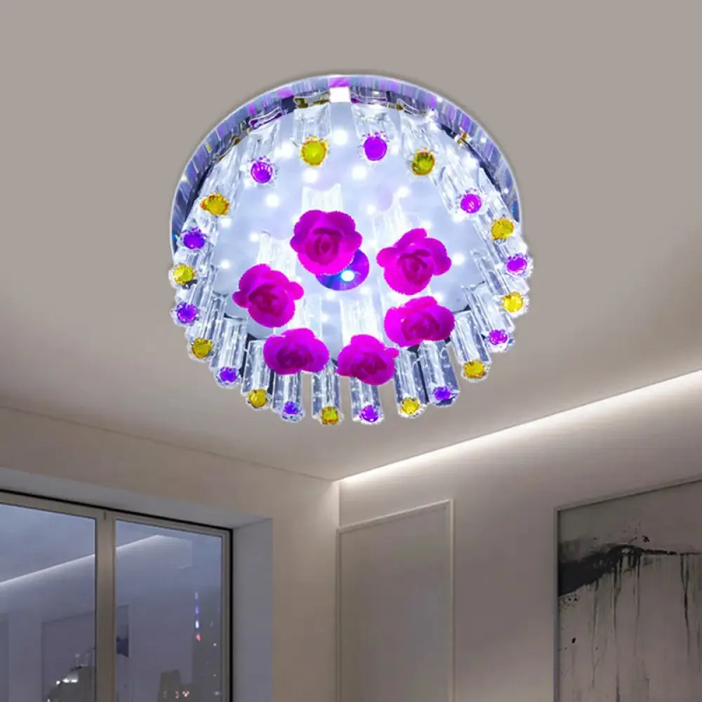 Modern Flush Mount LED Spotlight Crystal Ceiling Lamp - Simple Blossom Design