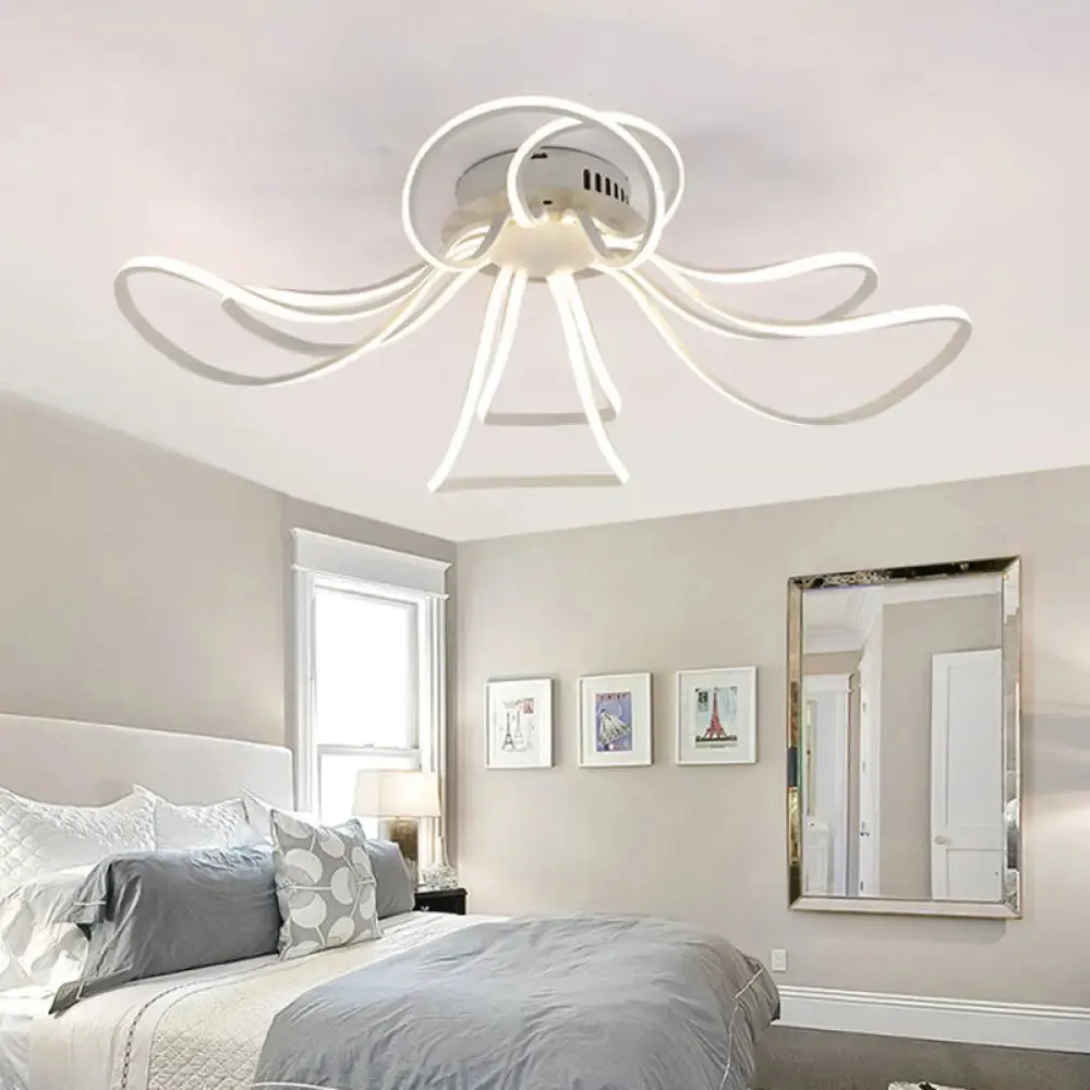 Modern LED Flush Mount Lighting in White for Petal Living Room