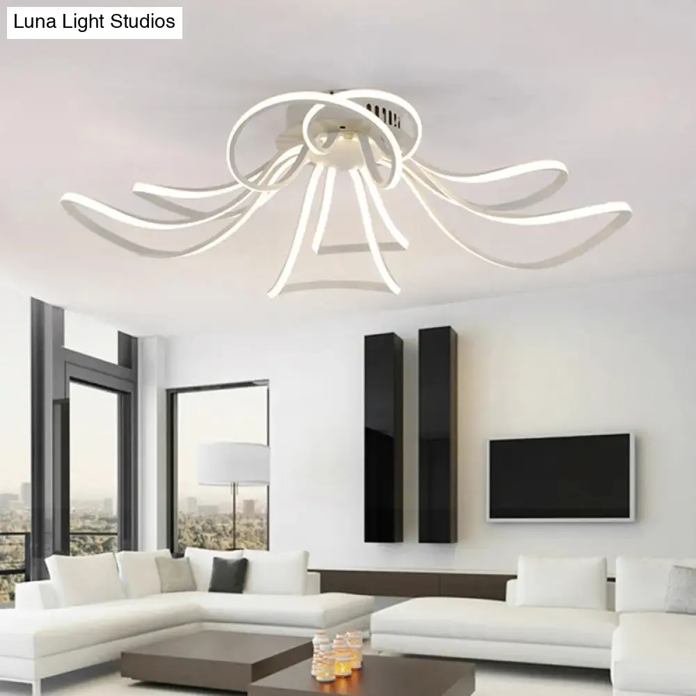 Modern LED Flush Mount Lighting in White for Petal Living Room