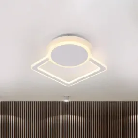 Modern White LED Ceiling Flush Light for Living Room - Round/Square Acrylic Simplicity Flushmount Fixture