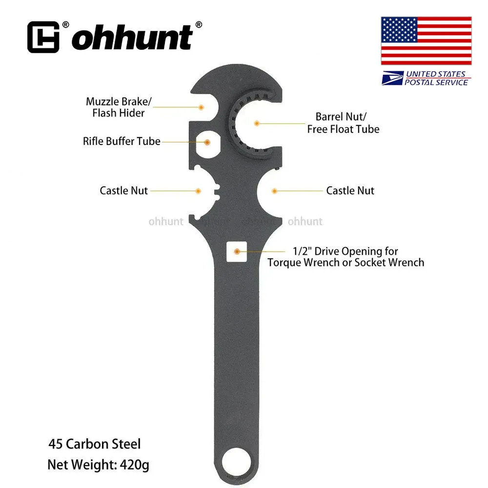 ohhunt® AR15 Armorer's Barrel Nut Castle Nut Wrench for M4 M16 Multi-Fuction Tool