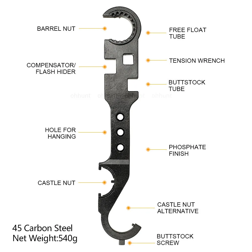 ohhunt® AR15 Armorer's Barrel Nut Castle Nut Wrench for M4 M16 Multi-Fuction Tool