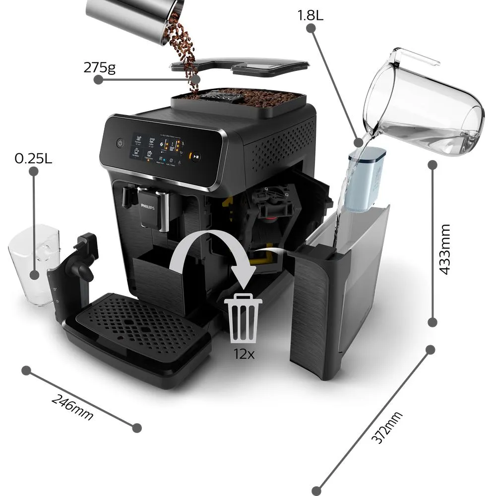 (OPEN BOX)  | Philips Saeco 3200  Superautomatic Espresso Machine LatteGo Black EP3241/54