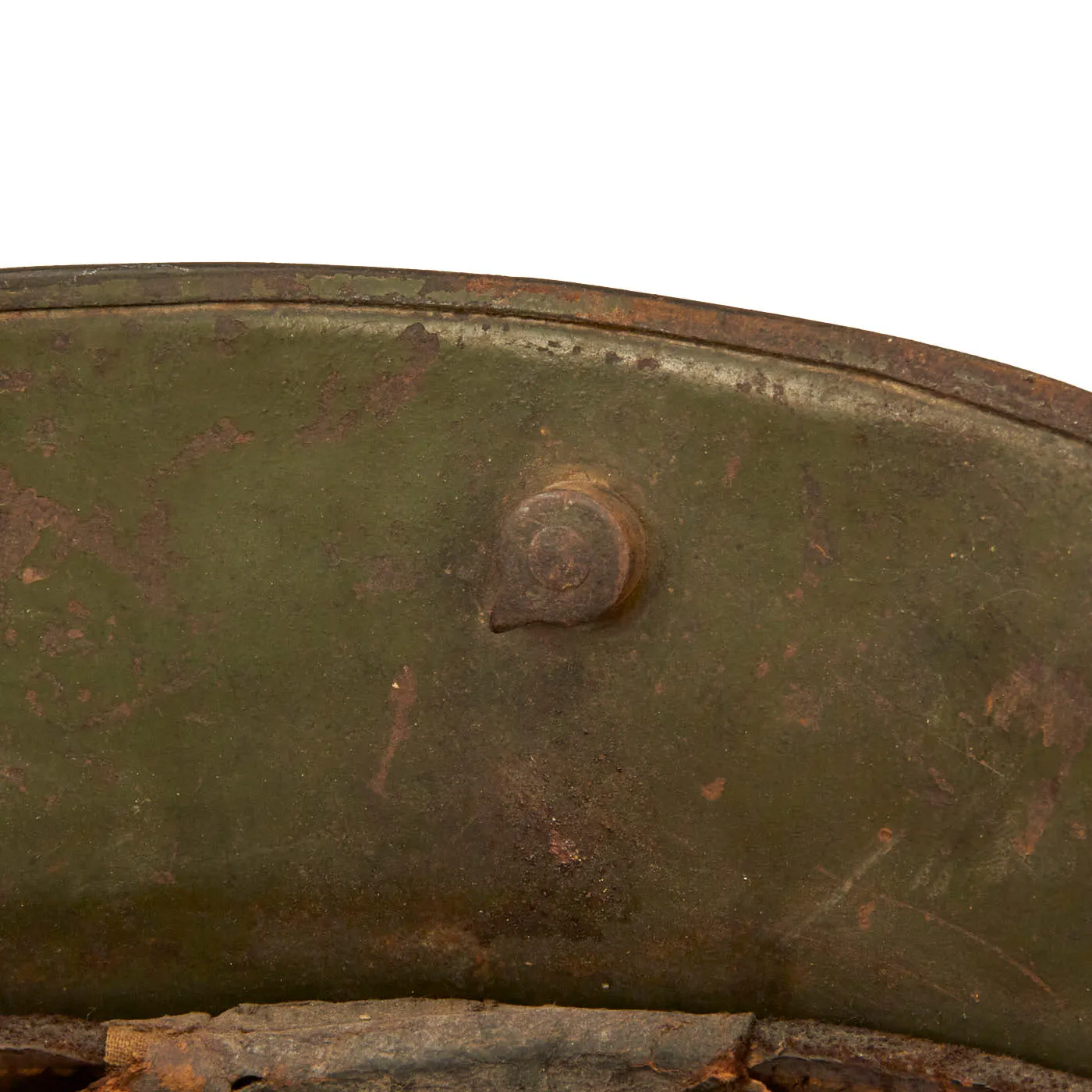 Original German WWI Battle Damaged M16 Stahlhelm Helmet with Camouflage Paint and Liner - marked Si66