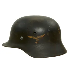 Original German WWII M40 Single Decal Luftwaffe Helmet with Partial 57cm Liner - EF64