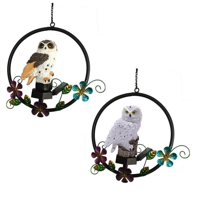 Outdoor Solar Resin Owl Parrot LED Sculpture Light