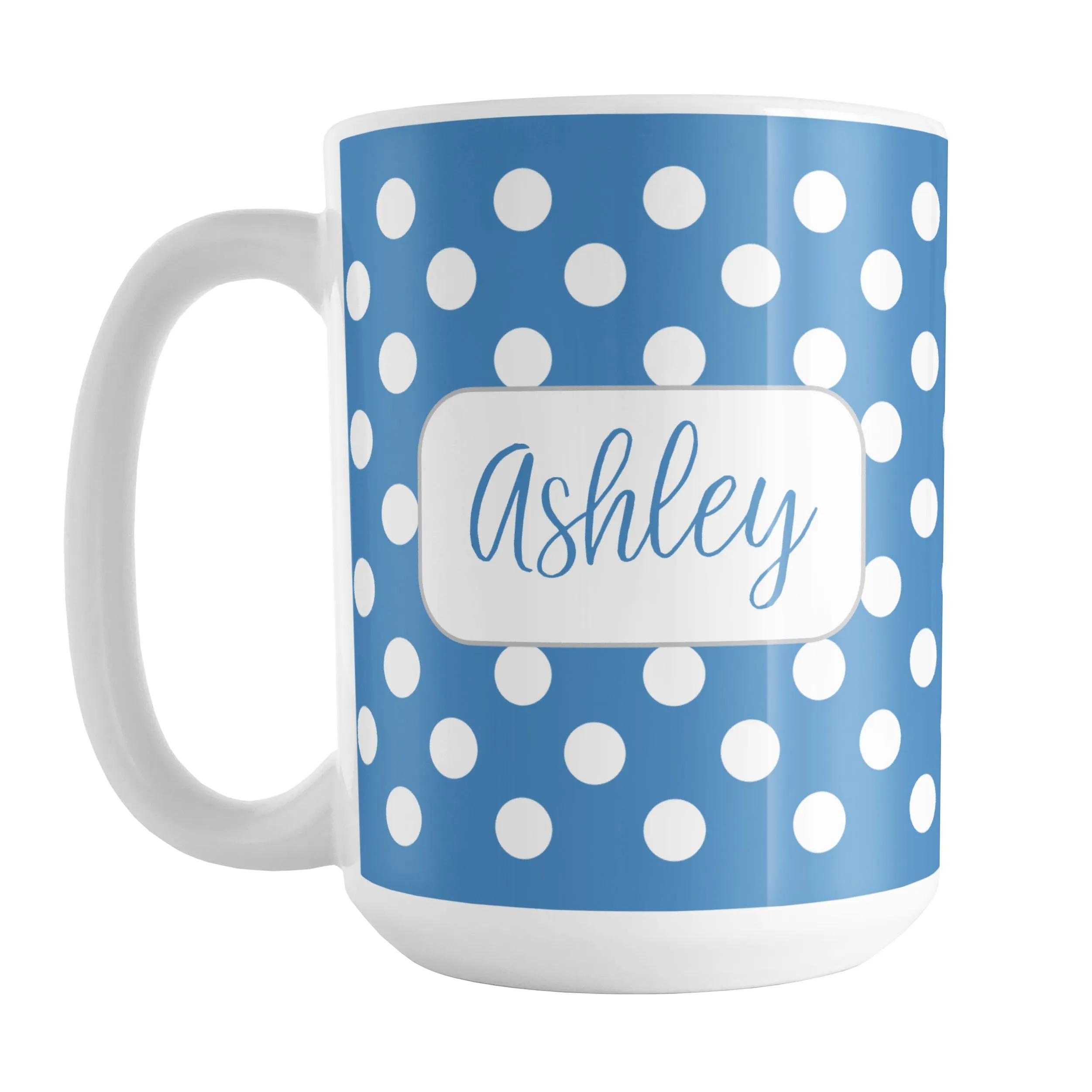 Personalized Blue Polka Dot Mug